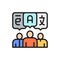 People with chat bubbles, foreign language, conversation flat color line icon.