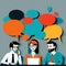 People Chatting. Vector illustration of a communication concept, relating to feedback, reviews and discussion,