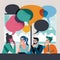 People Chatting. Vector illustration of a communication concept, relating to feedback, reviews and discussion,