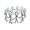 People circle, community human chain holding hands. Vector simple team unity, social activist group. Teamwork society. Stickman no