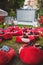 people at city public park watching movie at open air cinema