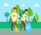 People Cleaning Up Street, Trash Outdoor Vector