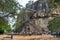 People climb the stairs to the summit of Sigiriya Rock in Sri Lanka.