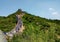 People are climbing the Great Wall in China