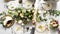 People Cling Wine Glasses on Wedding Reception with Groom