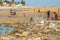 People at the coastline from Morondava at low tide