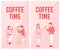 People colleague coffee time advertising flyer set