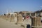 people and columns in Pompei