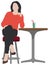 People daily common life  silhouette vector illustration / woman in a cafe