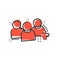 People communication user profile icon in comic style. People with plus sign vector cartoon illustration pictogram. Partnership