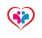 People couple in red heart logo vector online love logo design symbol.