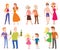 People couples, men, women and old men with boys love set of characters flat vector illustration.