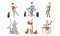 People of Creative Professions Set, Musicians with Musical Instruments, Sculptor, Ceramist, Seamstress Vector