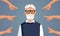 People Criticizing an Elderly Man Vector Cartoon Illustration