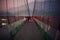 People crossing Laxman Jhula suspension bridge on river Ganga