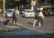 People crossing the road