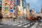 People crossing a street in a shopping district in Tokyo