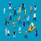 People In Crowd Isometric Collection