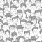 People crowd with many faces, human heads vector seamless background