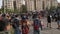 People crowds protesting with Chilean flags during the latest riots in Santiago city center