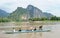 People cruising on a boat in river Mekong