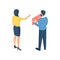 People customize user web cabinet isometric vector illustration. Male and female characters looking for best place post
