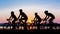 People cycling at beach