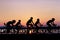 People cycling at beach