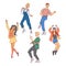 People dance vector illustration set - diversity young men and women doing movements and having fun.