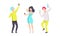 People Dancing and Drinking at Party, Young Man and Woman in Fashionable Outfit Having Fun at Nightclub Flat Vector