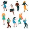 People Dancing Set, Men and Women Dancer Performing Classical and Modern Dance Vector Illustration