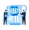 People debate, public concept, election presentation, politics male president, design, cartoon style vector illustration