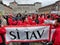 People during the demonstration in favour of the construction of the European railway TAV Turin-Lyon