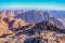 People descending from the summit of Mount Sinai in Egypt, Sinai Peninsula.