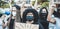 People from different culture and races protest on the street for equal rights - Demonstrators wearing face masks during black