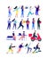 People in different poses. Everyone is doing their job. Vector illustration isolated background