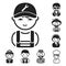 People of different professions black icons in set collection for design. Worker and specialist vector symbol stock web