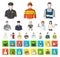 People of different professions cartoon,flat icons in set collection for design. Worker and specialist vector symbol