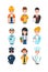 People of different professions set, working people avatars, basketball player, businessman, florist, doctor, policeman