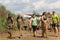 People dirt with mud during a Mud Run competition