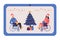 People with disabilities are celebrating Christmas online. Cartoon vector