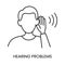 People with disabilities, hearing problems line icon vector