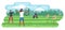 people doing archery. cartoon flat male female characters shooting targets with bows, archery athletes compete, on the
