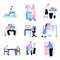 People doing everyday rituals during weekdays vector illustration