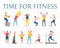 People Doing Exercise, Time for Fitness Vector