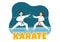 People Doing Some Basic Karate Martial Arts Moves, Fighting Pose and Wearing Kimono in Hand Drawn Templates Illustration