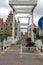People on the drawbridge over Spaarne river in Haarlem