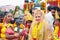People dressed as Lord Krishna and Goddess Radha in India
