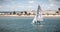 People dressed as sailor taking a boat lesson on the Ria Formosa, Tavira, Portugal