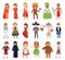 People dressed in costumes of various countries. Children in national costumes cartoon vector